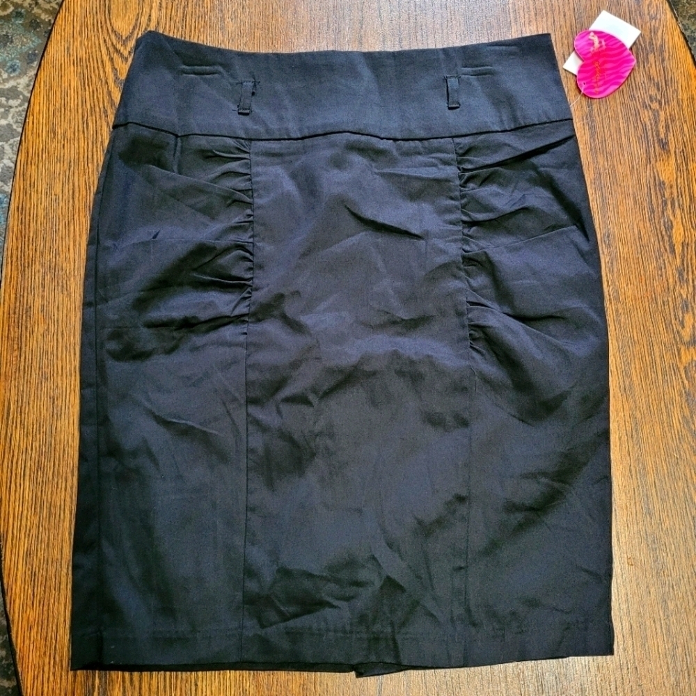 Heart Soul Black Ruched Front Pencil Skirt Size Junior's 9 NEW with Tags